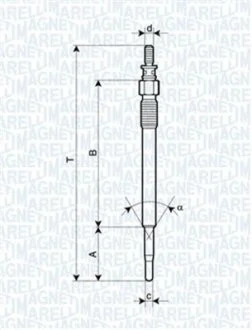Свічка розжарювання CITROEN C1,C2,C3,C4,C5,XSARA FORD FIESTA V,FUSION,FOCUS II MAZDA 2 PEUGEOT 107,206,307,407,1007 [] MAGNETI MARELLI 062900022304
