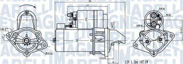 Стартер DAEWOO ESPERO NEXIA REZZO TACUMA OPEL CORSA A F G KADETT E VECTRA B MAGNETI MARELLI 063720519010 (фото 1)