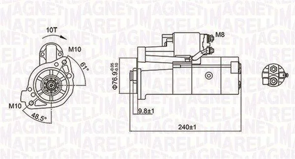 MITSUBISHI Стартер PAJERO II 94-, PAJERO III 00-, PAJERO IV 07- MAGNETI MARELLI 063721221010 (фото 1)