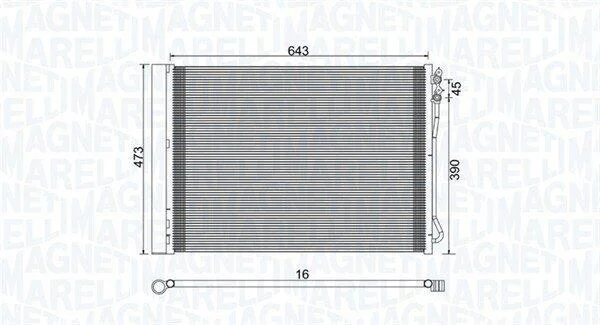 Конденсатор, система кондиціонування повітря MAGNETI MARELLI 350203781000 (фото 1)