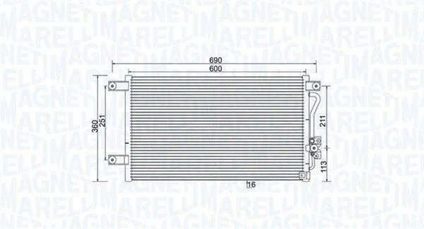 MITSUBISHI Радіатор кондиціонера (конденсатор) L200 2.0, 2.4, 2.5 96- MAGNETI MARELLI 350203987000 (фото 1)