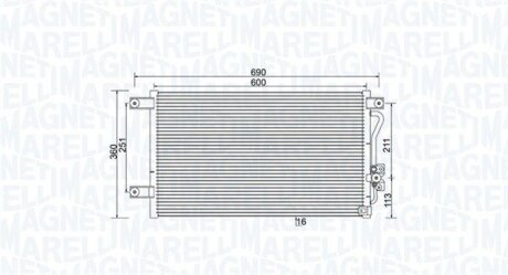 MITSUBISHI Радіатор кондиціонера (конденсатор) L200 2.0, 2.4, 2.5 96- MAGNETI MARELLI 350203987000