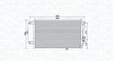 MITSUBISHI Радіатор кондиціонера (конденсатор) L200 2.0, 2.4, 2.5 96- MAGNETI MARELLI 350203987000
