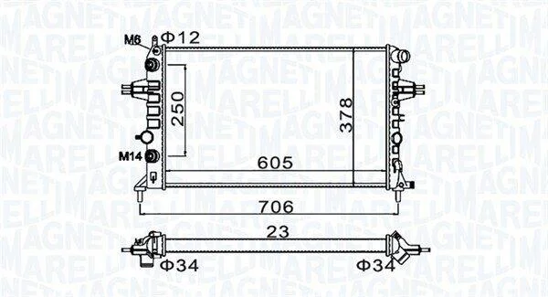 Радіатор, система охолодження двигуна MAGNETI MARELLI 350213158200 (фото 1)