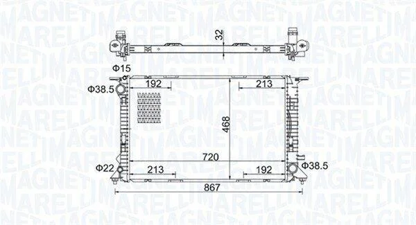 Радіатор, система охолодження двигуна MAGNETI MARELLI 350213195800 (фото 1)