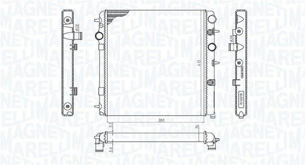 Радіатор двигуна (акпп/мкпп) CITROEN C3 II, DS3 PEUGEOT 207, 208 I 1.4-1.6 02.07-12.19 MAGNETI MARELLI 350213198700 (фото 1)