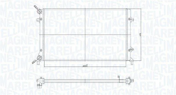 Радіатор двигуна AUDI A3 SEAT ALTEA, ALTEA XL, LEON, TOLEDO III SKODA OCTAVIA I, OCTAVIA II VW CADDY III, CADDY IV, EOS, GOLF PLUS V, GOLF V, GOLF VI, JETTA III, JETTA IV 1.4-2.5 08.00-09.20 MAGNETI MARELLI 350213853000 (фото 1)