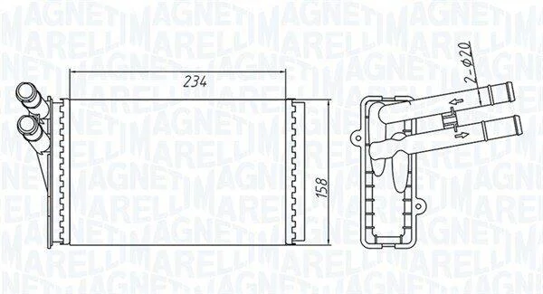 VW радіатор пічки Passat 96- AUDI 80/A4 MAGNETI MARELLI 350218409000 (фото 1)