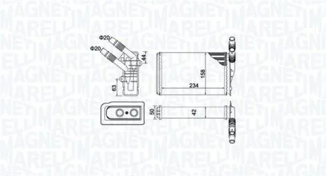 Теплообмінник, система опалення салону MAGNETI MARELLI 350218433000