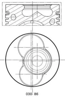 Поршень з кільцями VAG 80.00 1.9TDI AXC/AXB/ASZ/ARL T5 03- (CYL 1-2) TRAPEZ (Mahle) MAHLE / KNECHT 030 86 02