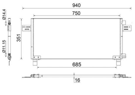 Конденсатор, система кондиціонування повітря MAHLE / KNECHT AC282000S