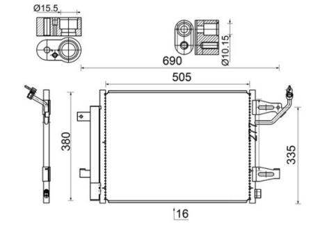 Конденсатор, система кондиціонування повітря MAHLE / KNECHT AC 509 000S