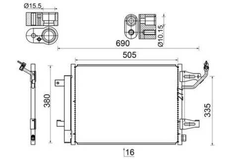 Конденсатор, система кондиціонування повітря MAHLE / KNECHT AC 509 000S