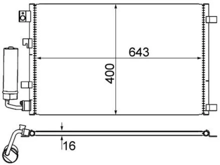 Конденсатор, система кондиціонування повітря MAHLE / KNECHT AC604001S