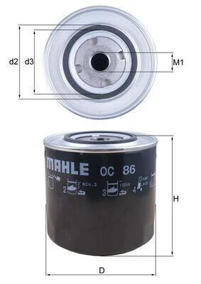 Фільтр масляний Mahle Fiat MAHLE / KNECHT OC86 (фото 1)