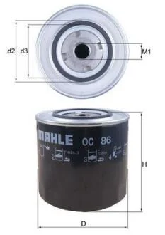 Фільтр масляний Mahle Fiat MAHLE / KNECHT OC86