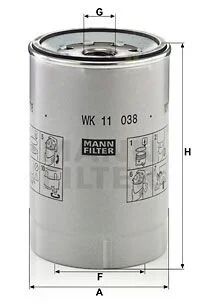 Паливний фільтр VOLVO 8700, 8900, 9500, B5, B6, B7, B8, FE, FE II, FH, FH16, FL II, FL III, FM, FM II, FMX D13A400-D9B380 01.91- MANN WK11038Z