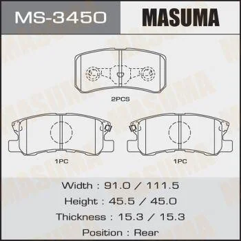 Колодки тормозные дисковые MASUMA MS3450 (фото 1)