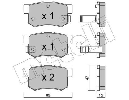 Комплект гальмівних колодок (дискових) METELLI 22-0173-0