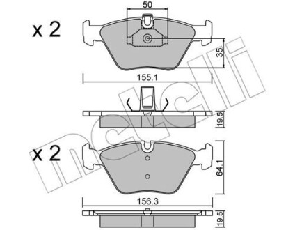 Комплект гальмівних колодок (дискових) METELLI 22-0207-0