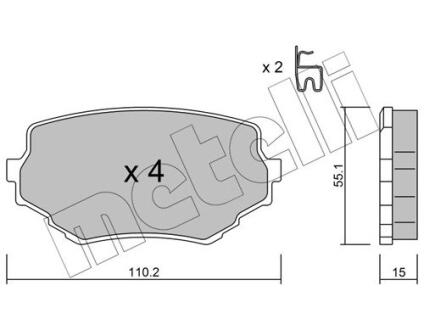 Комплект гальмівних колодок (дискових) METELLI 22-0249-0