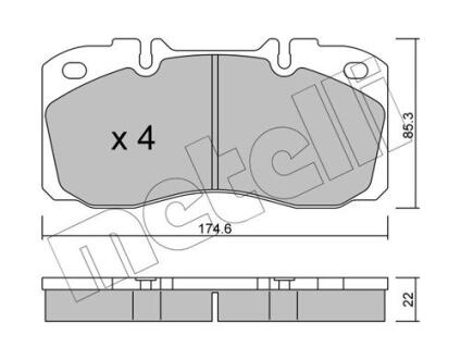 Комплект гальмівних колодок (дискових) METELLI 22-0268-0