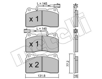 Комплект гальмівних колодок (дискових) METELLI 22-0288-0