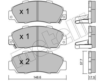 Комплект гальмівних колодок (дискових) METELLI 22-0298-0