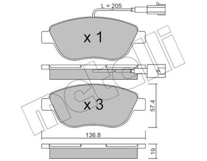 Комплект гальмівних колодок (дискових) METELLI 22-0322-0