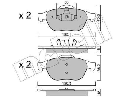 Комплект гальмівних колодок (дискових) METELLI 22-0336-1