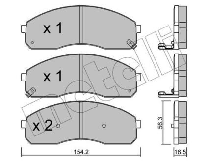 Комплект гальмівних колодок (дискових) METELLI 22-0374-0