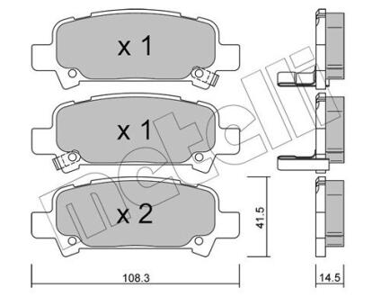 Комплект гальмівних колодок (дискових) METELLI 22-0414-0
