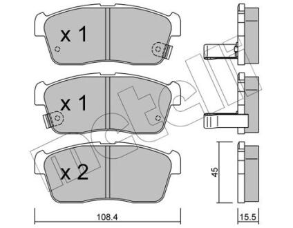 Комплект гальмівних колодок (дискових) METELLI 22-0415-0