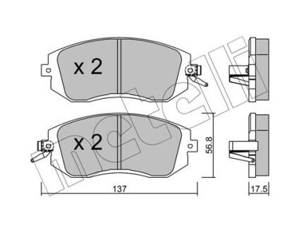 Комплект гальмівних колодок (дискових) METELLI 22-0500-1