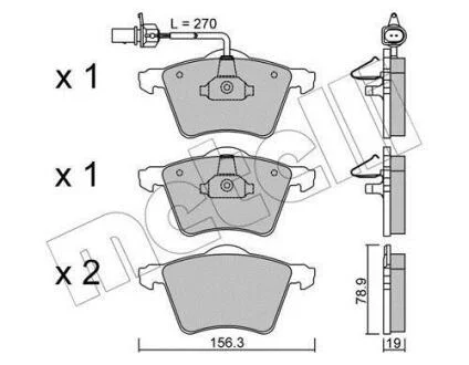 Комплект гальмівних колодок (дискових) METELLI 2205500