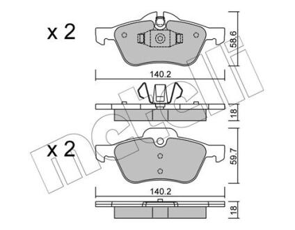 Комплект гальмівних колодок (дискових) METELLI 22-0555-0