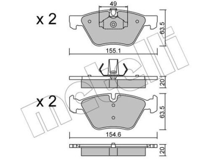 Комплект гальмівних колодок (дискових) METELLI 22-0557-0