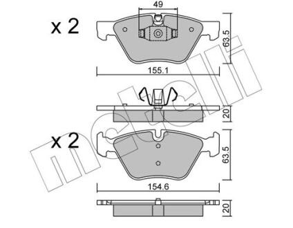 Комплект гальмівних колодок (дискових) METELLI 22-0557-5