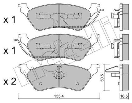 Комплект гальмівних колодок (дискових) METELLI 22-0625-0
