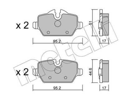 Комплект гальмівних колодок (дискових) METELLI 22-0641-0