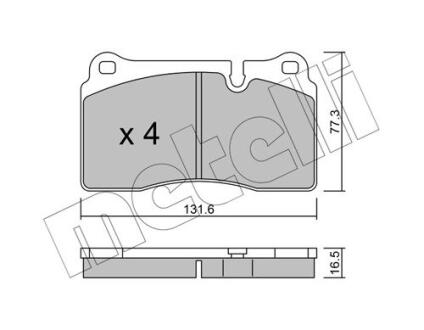 Комплект гальмівних колодок (дискових) METELLI 22-0695-0