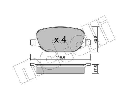 Комплект гальмівних колодок (дискових) METELLI 22-0704-0