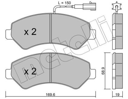 Комплект гальмівних колодок (дискових) METELLI 22-0709-1