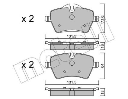 Комплект гальмівних колодок (дискових) METELLI 22-0768-0