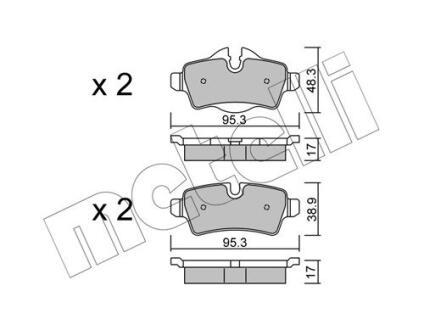 Комплект гальмівних колодок (дискових) METELLI 22-0769-0