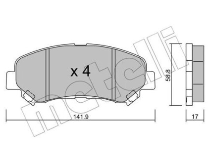Комплект гальмівних колодок (дискових) METELLI 22-0792-0