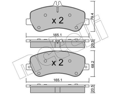 Комплект гальмівних колодок (дискових) METELLI 22-0825-0