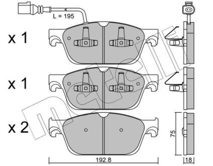 Комплект гальмівних колодок (дискових) METELLI 22-0831-0