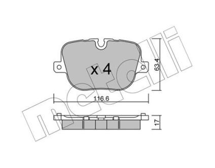 Комплект гальмівних колодок (дискових) METELLI 22-0837-0