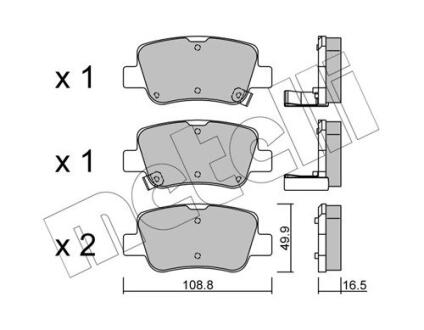 Комплект гальмівних колодок (дискових) METELLI 22-0881-0